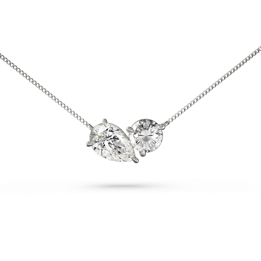 Toi et Moi Round & Pear Diamond Pendant