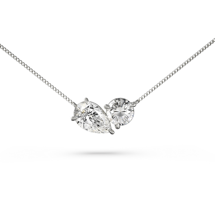 Toi et Moi Round & Pear Diamond Pendant