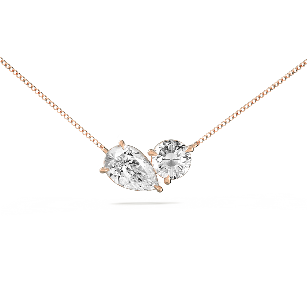 Toi et Moi Round & Pear Diamond Pendant