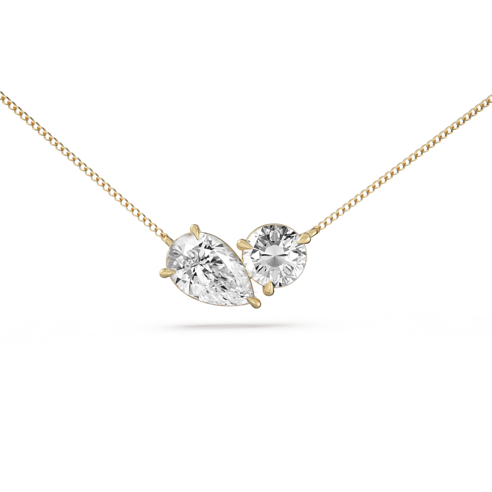 Toi et Moi Round & Pear Diamond Pendant