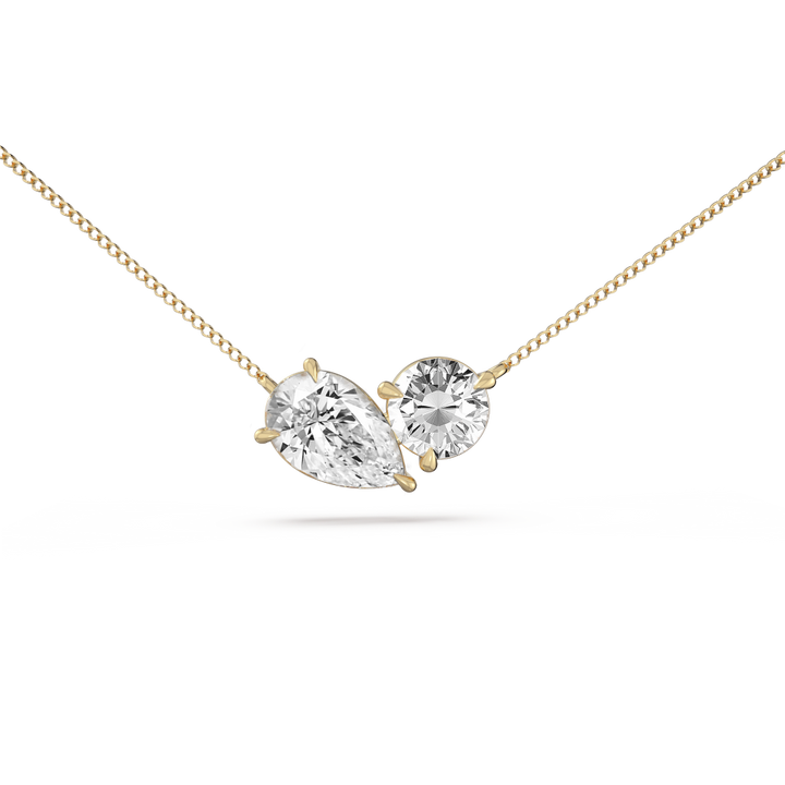 Toi et Moi Round & Pear Diamond Pendant