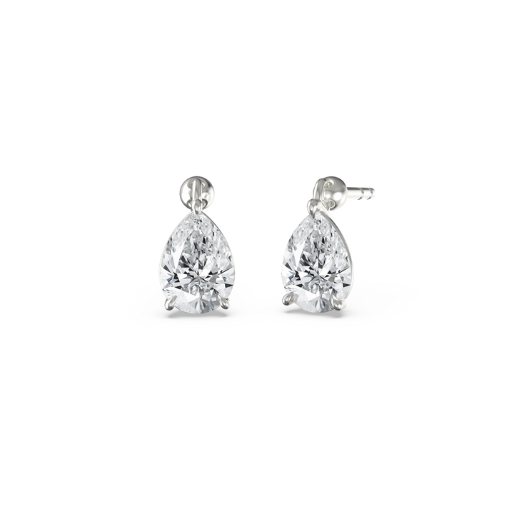 Floating Pear Diamond Earrings