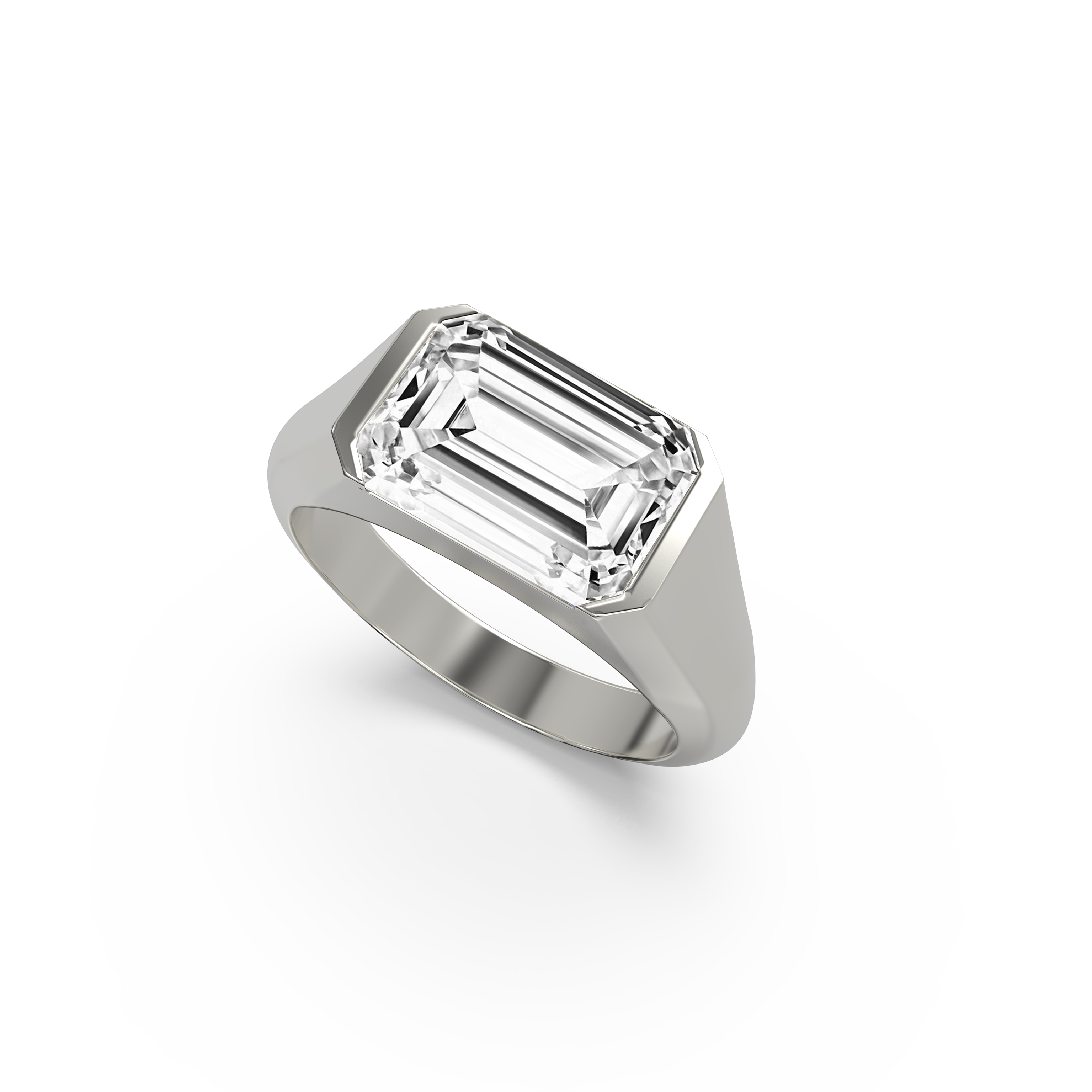 East West Emerald Half Bezel Ring