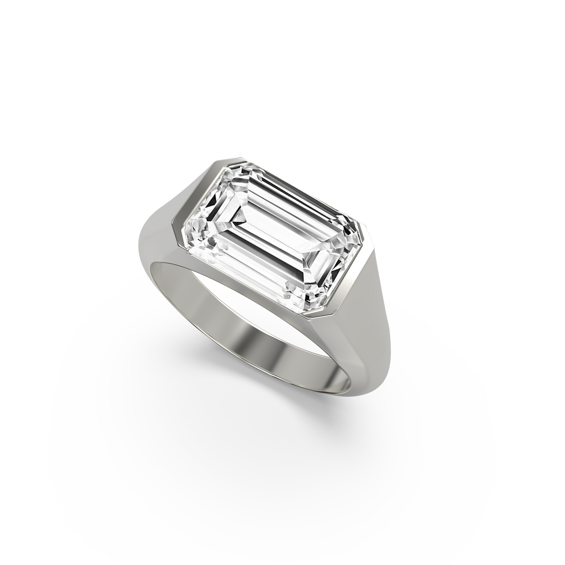 East West Emerald Half Bezel Ring