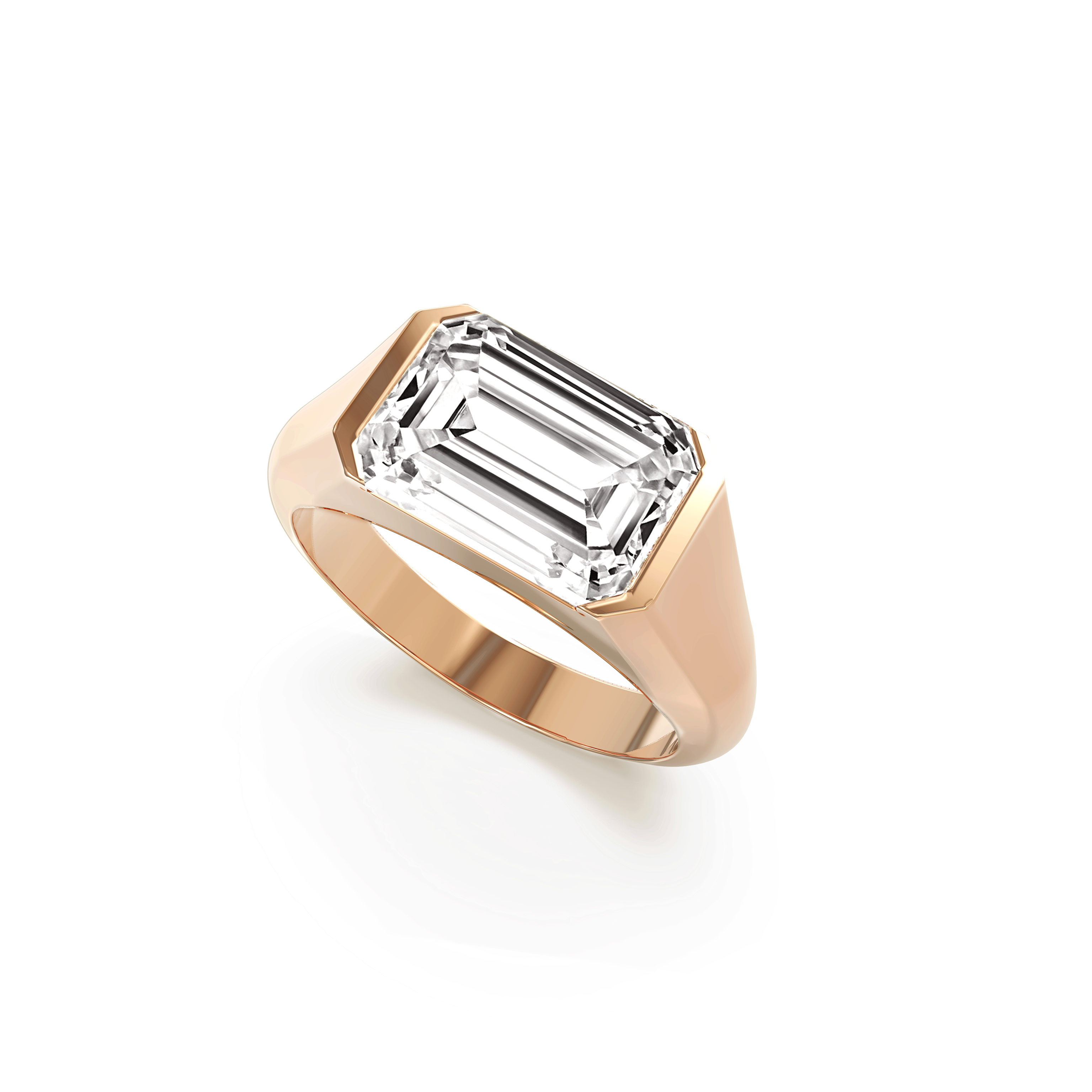 East West Emerald Half Bezel Ring