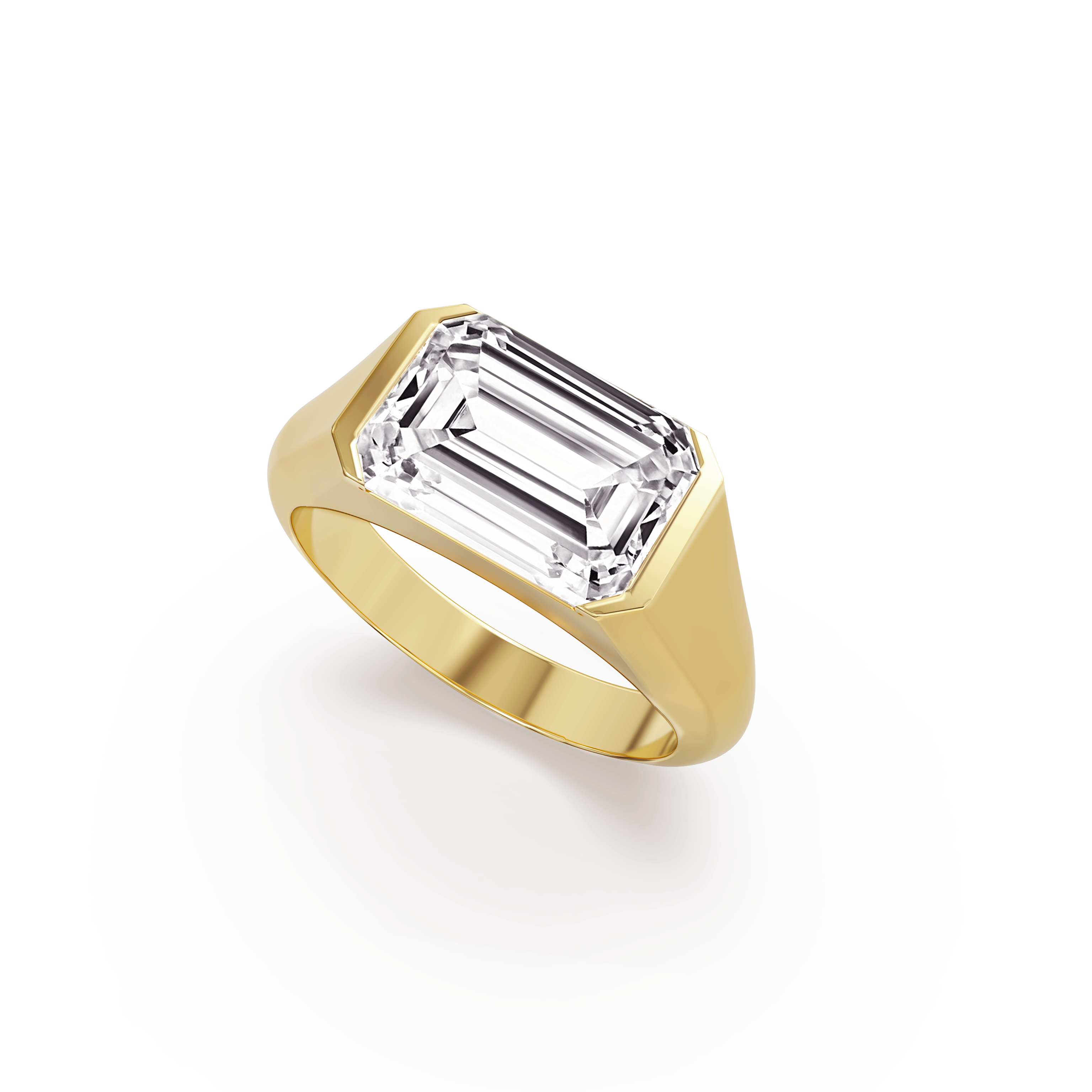 East West Emerald Half Bezel Ring