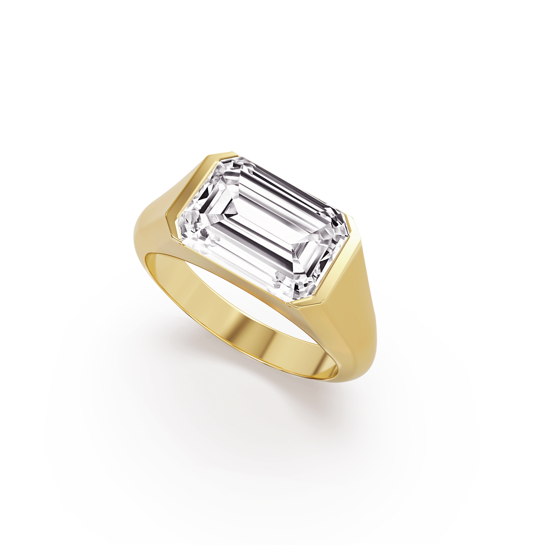 East West Emerald Half Bezel Ring
