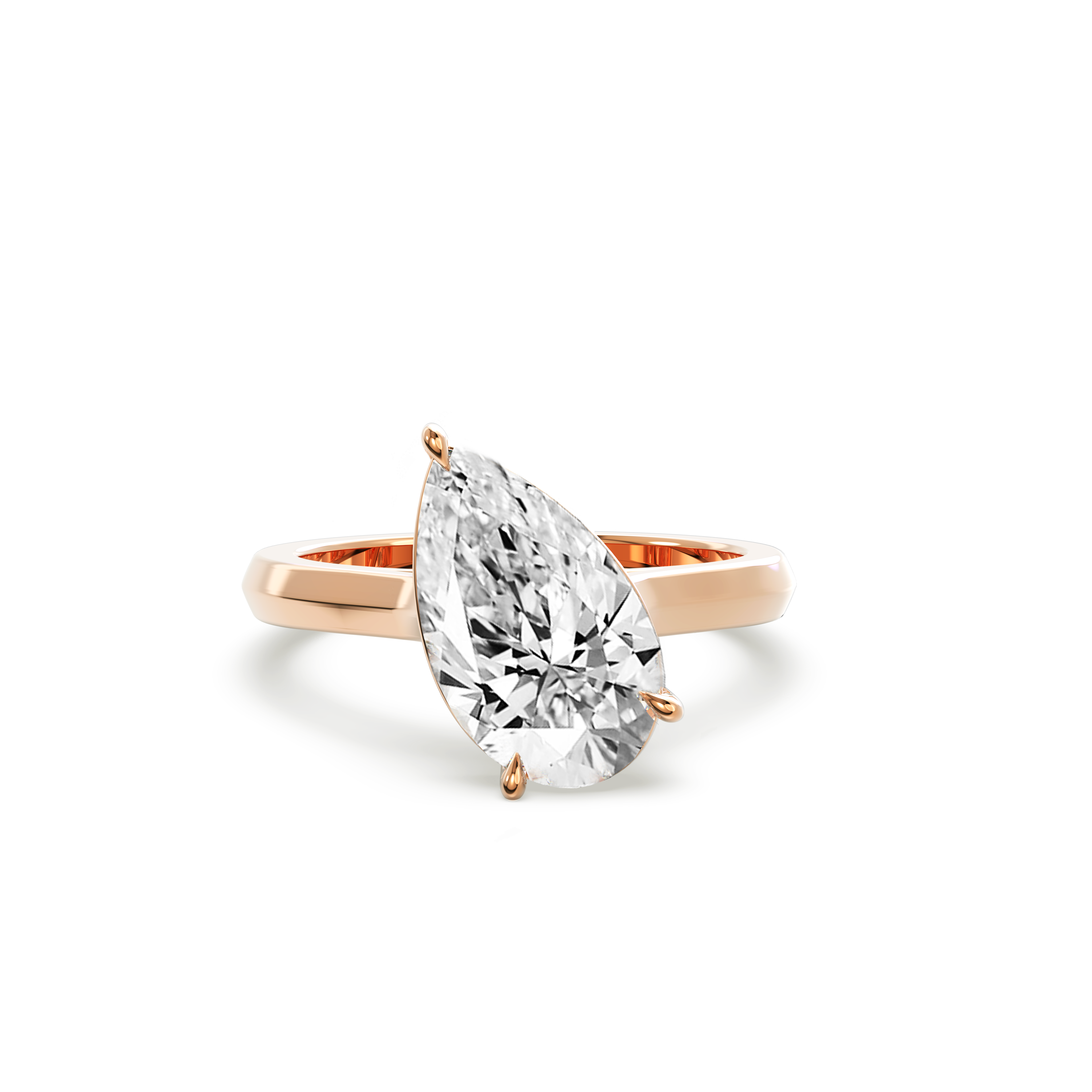 Tilted Solitaire Ring with Pear Cut Diamond