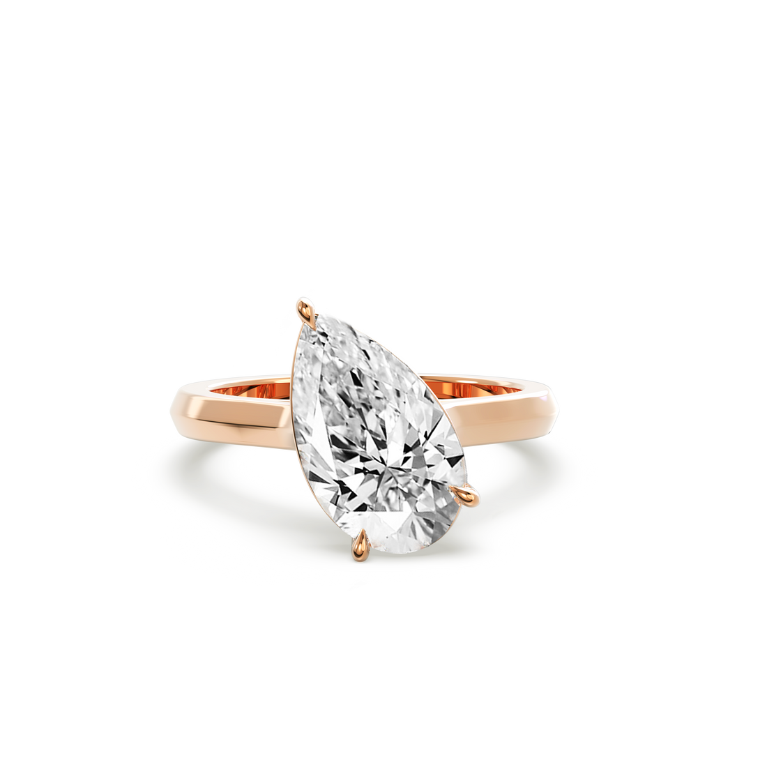 Tilted Solitaire Ring with Pear Cut Diamond