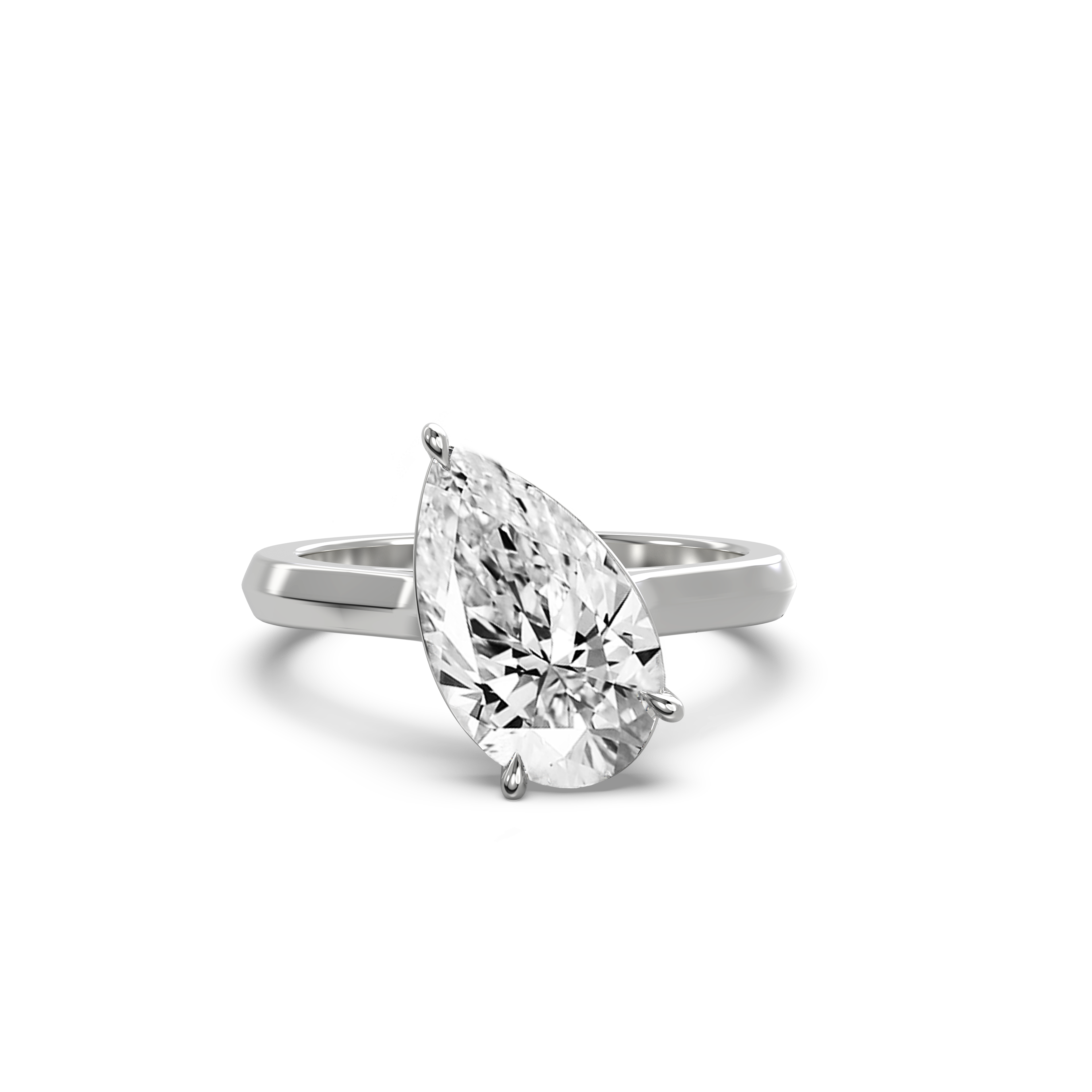 Tilted Solitaire Ring with Pear Cut Diamond