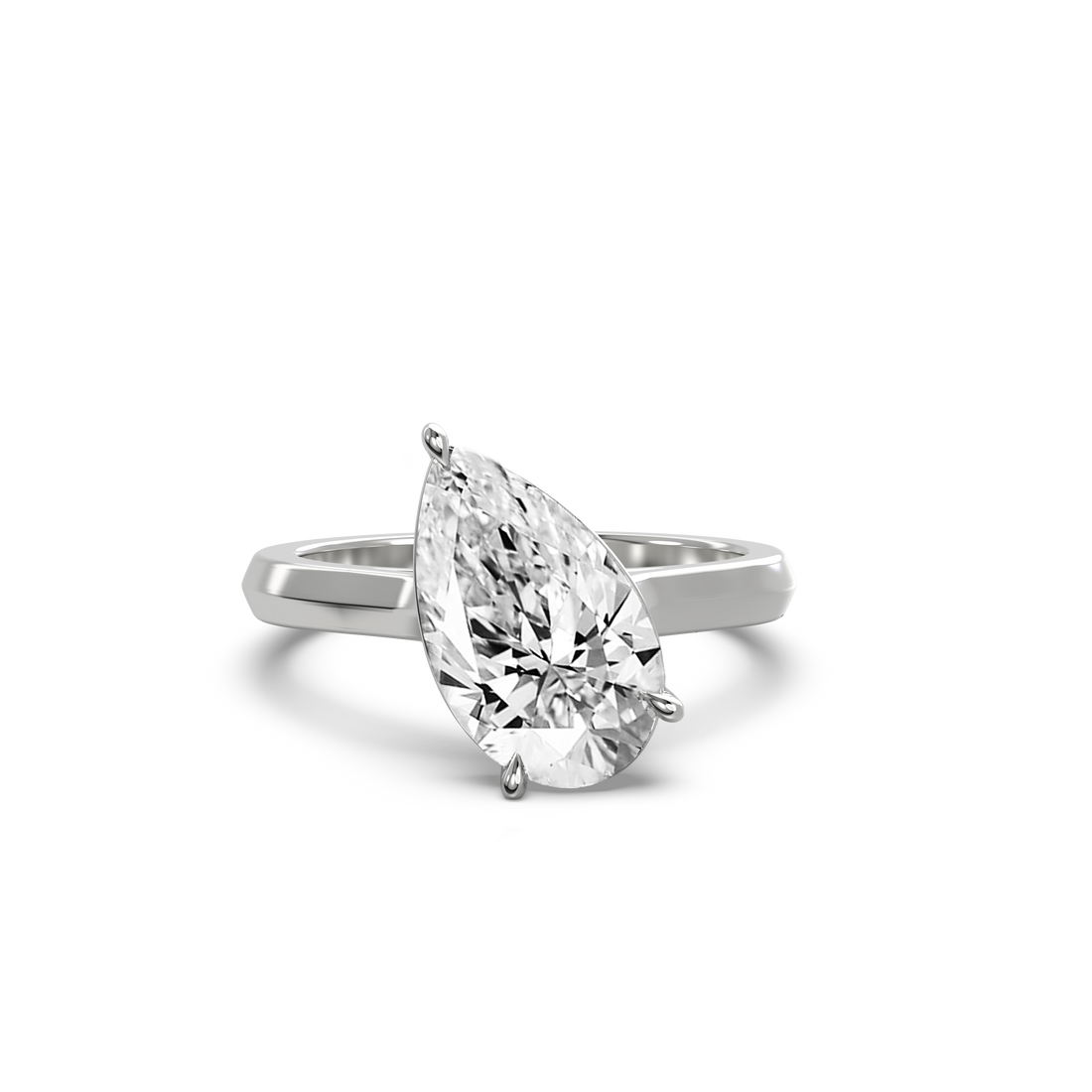 Tilted Solitaire Ring with Pear Cut Diamond