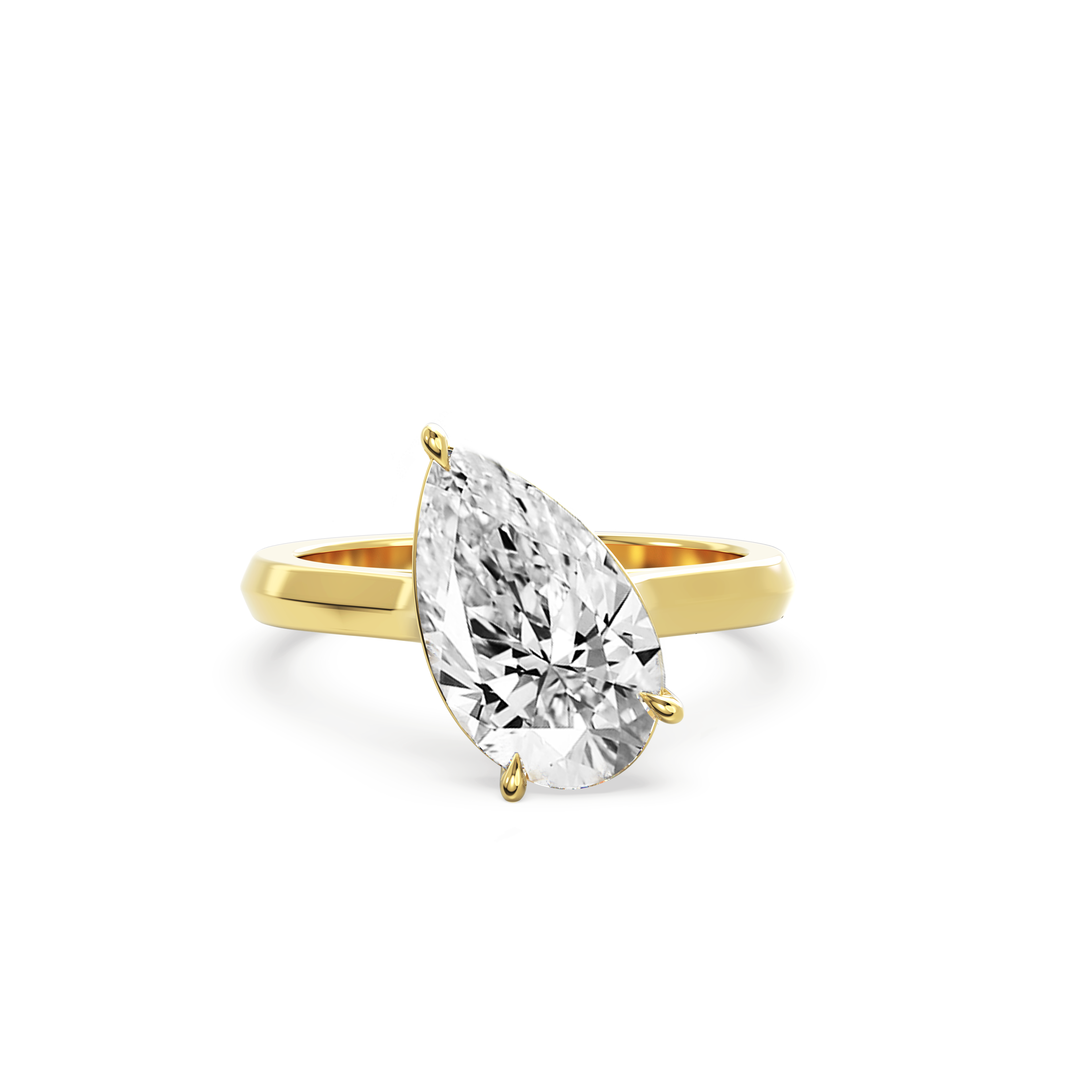 Tilted Solitaire Ring with Pear Cut Diamond
