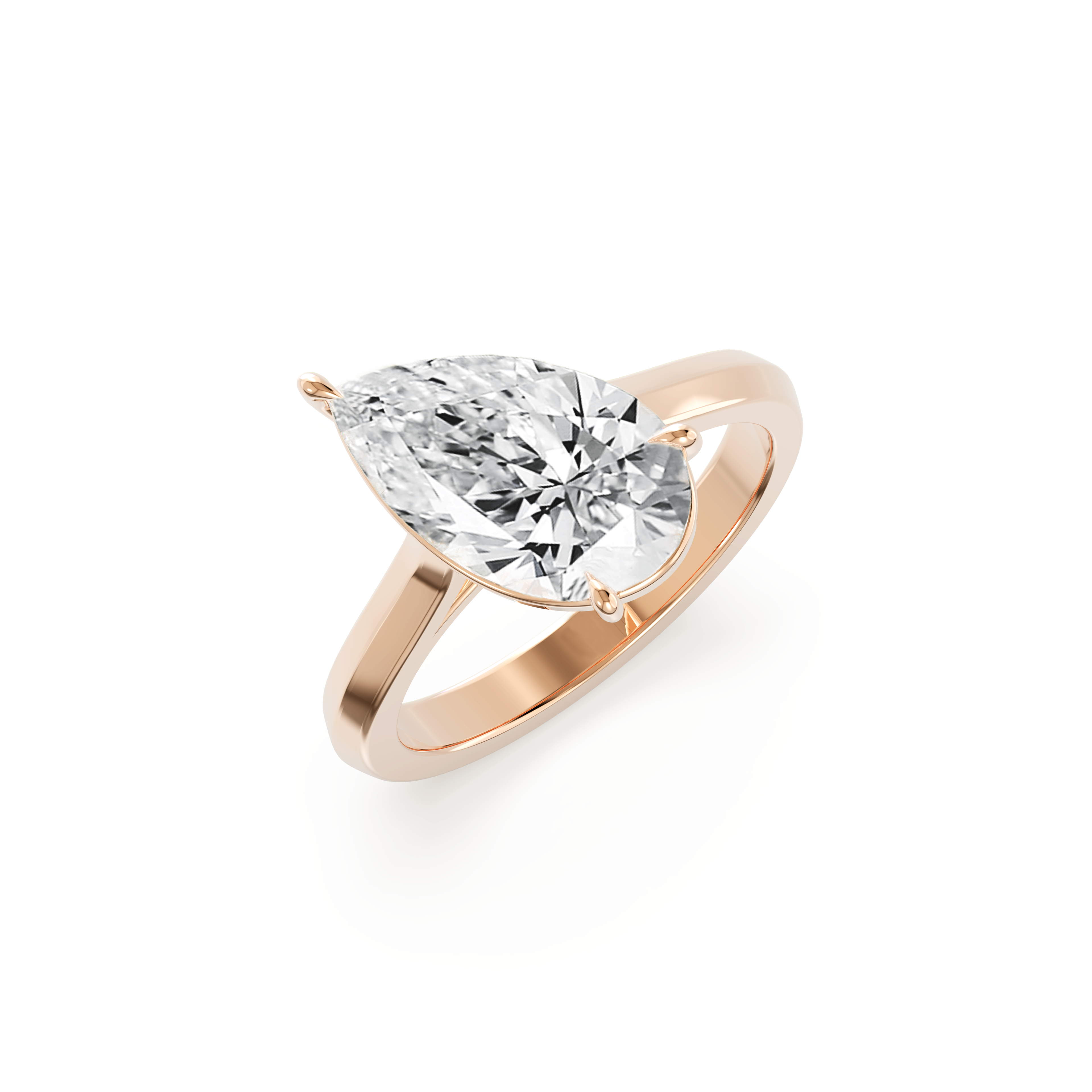 Tilted Solitaire Ring with Pear Cut Diamond