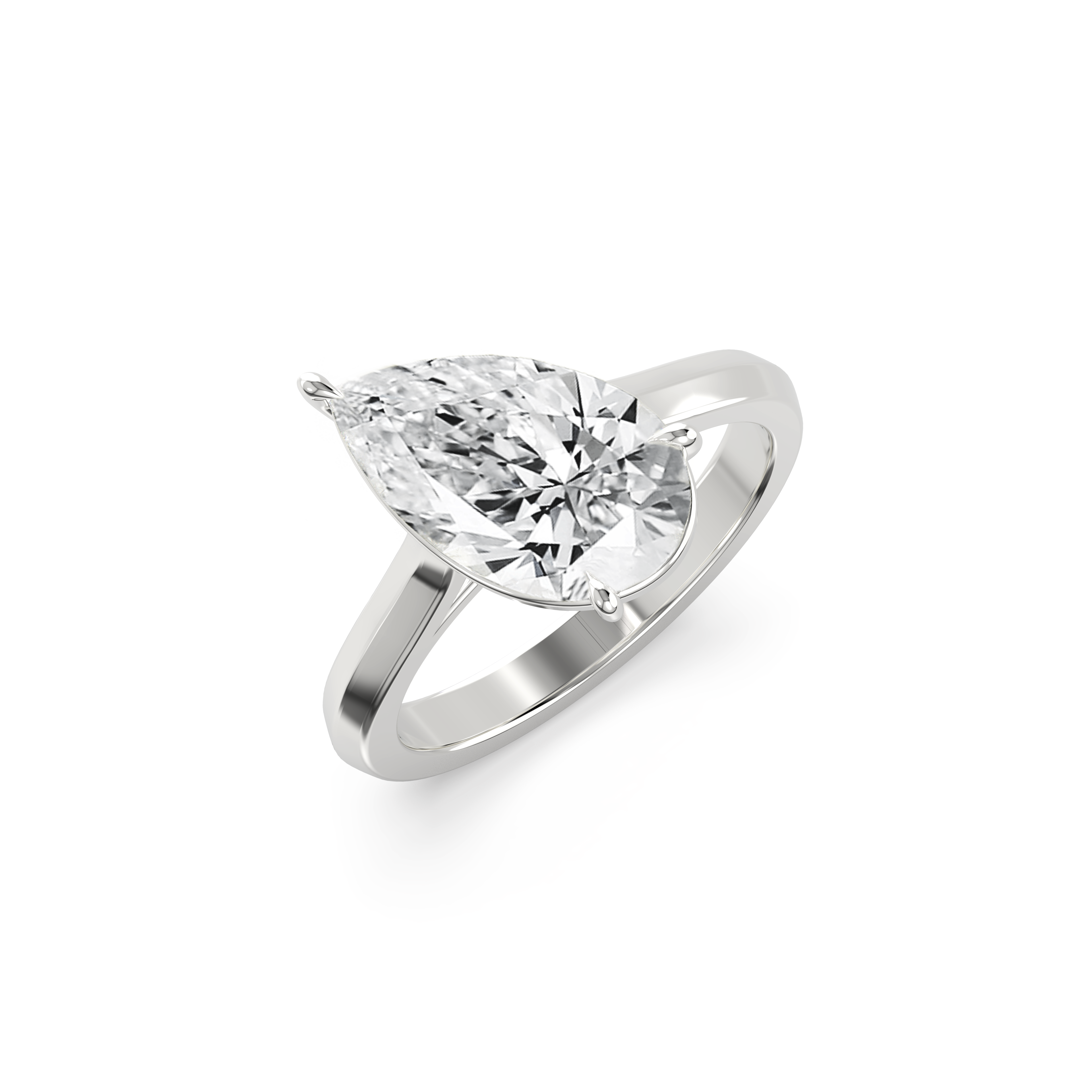 Tilted Solitaire Ring with Pear Cut Diamond