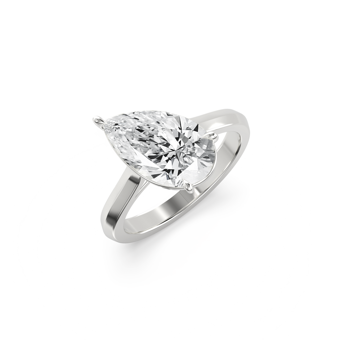 Tilted Solitaire Ring with Pear Cut Diamond