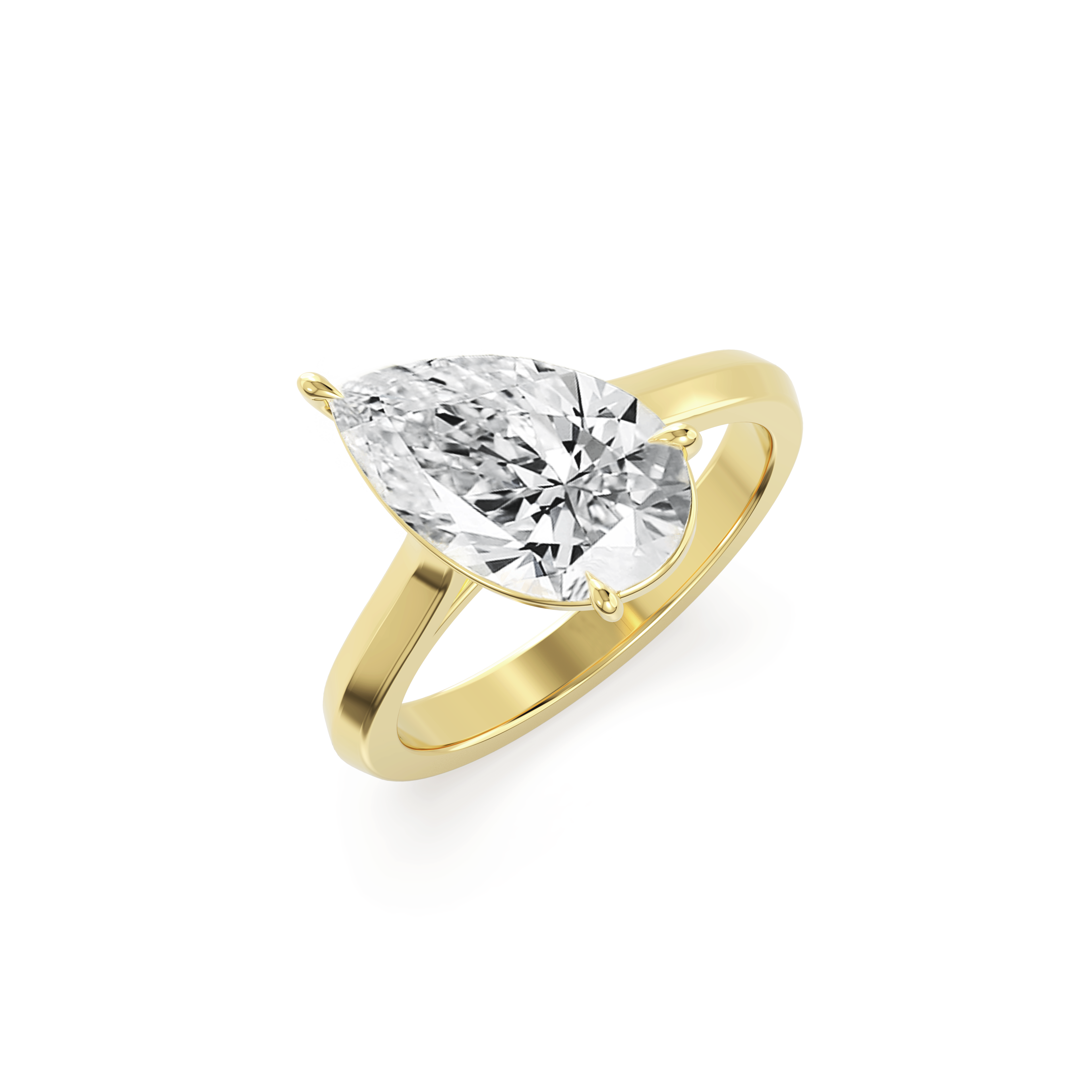 Tilted Solitaire Ring with Pear Cut Diamond