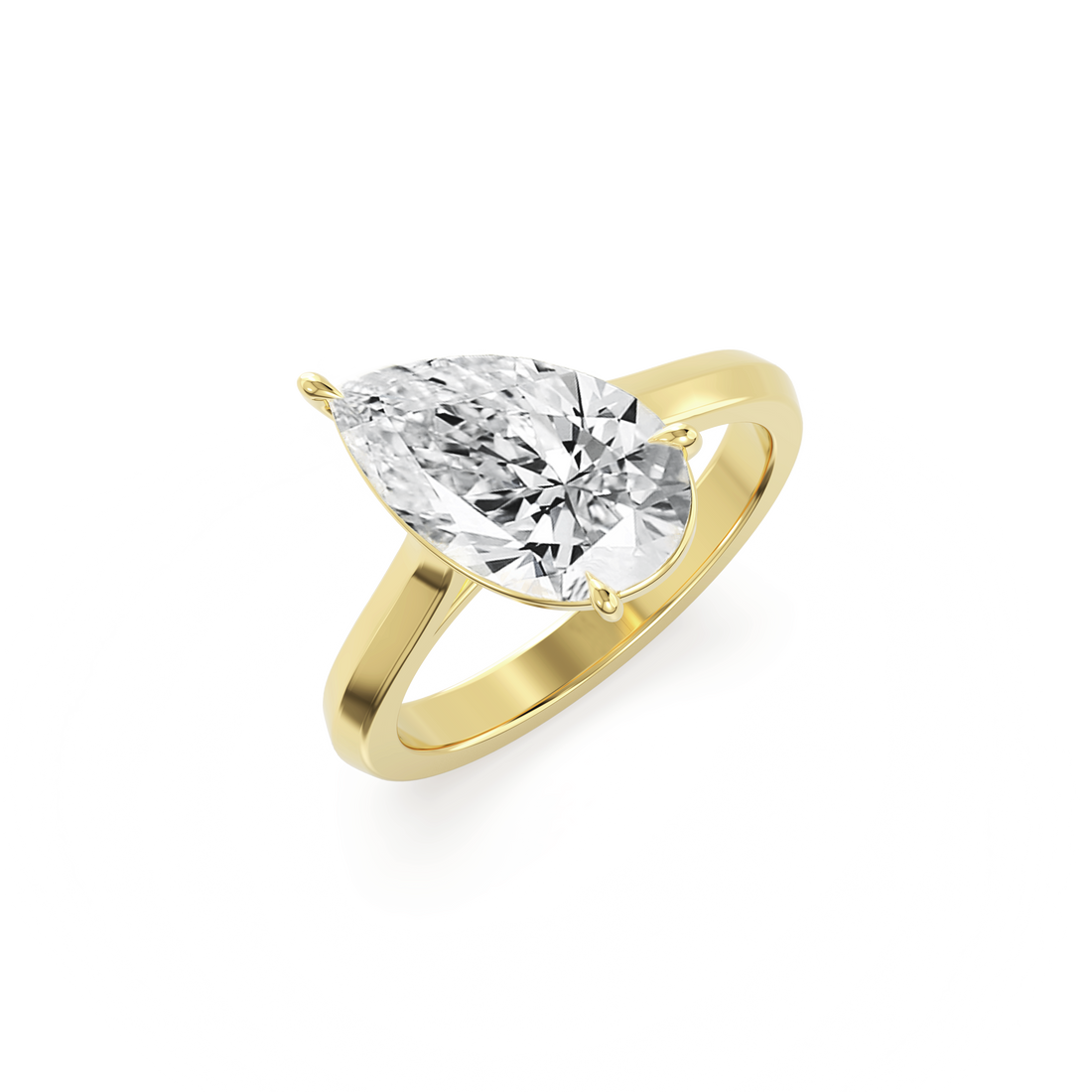 Tilted Solitaire Ring with Pear Cut Diamond