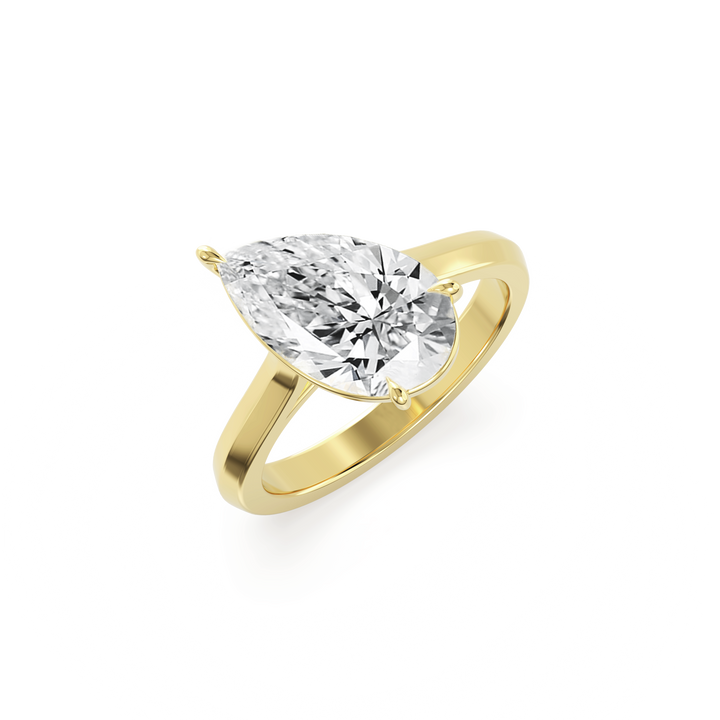 Tilted Solitaire Ring with Pear Cut Diamond