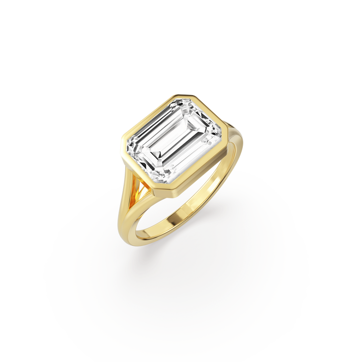 Emerald East West Full Bezel Ring